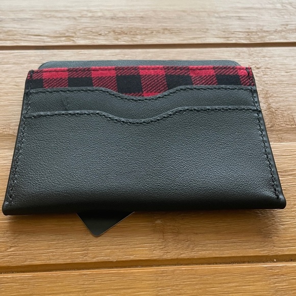 NWT SALE Slim ID Card Case with Red Plaid Print - Picture 2 of 4